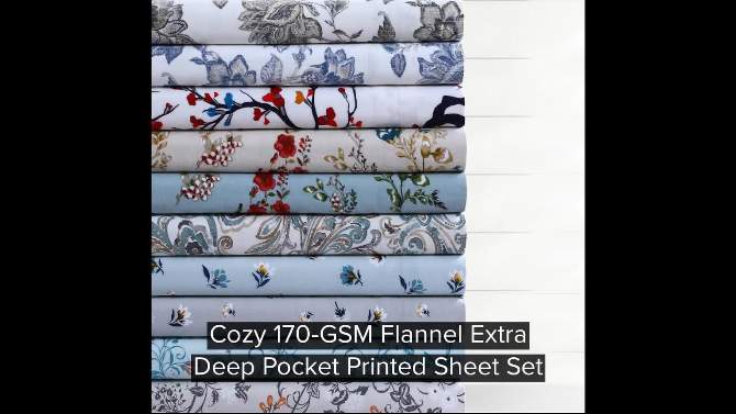170 GSM Extra Deep Pocket Flannel Sheet Set - Tribeca Living, 2 of 5, play video