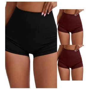 INSPIRE CHIC 3 Packs Women's High Waist Slimming Waist Butt Lifter Control Panties Workout Sport Running Short - 1 of 4
