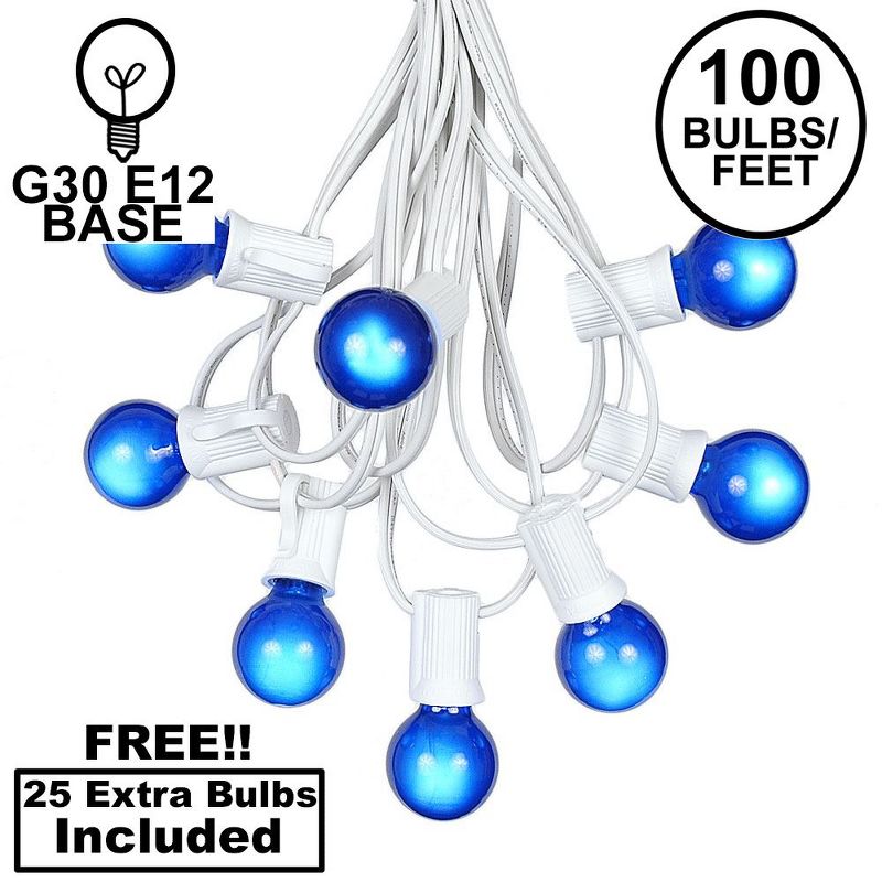 Novelty Lights 100 Feet G30 Globe Outdoor Patio String Lights, White Wire, 1 of 7