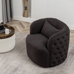 34" Wide Boucle Tufted Upholstered 360° Swivel Armchair - Kinwell - 1 of 4