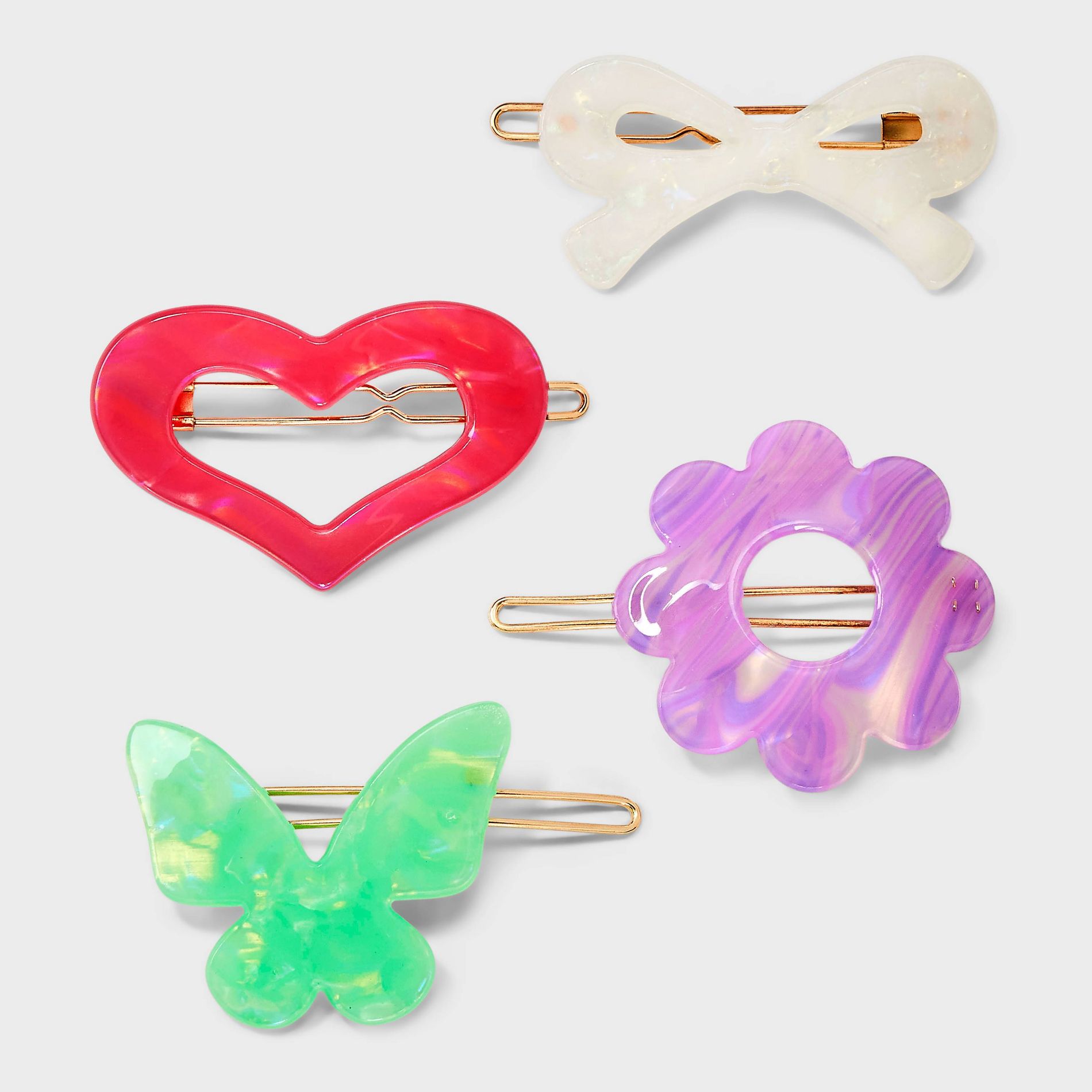 Acrylic Barrettes - 4ct - Cat & Jack™: For Hair Styling, Fashion, Solid Pattern, All Hair Types