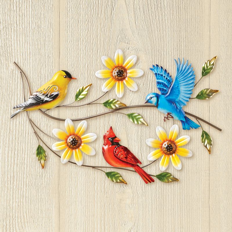 Collections Etc Beautiful Birds on Floral Branch Metal Wall Art, 2 of 3
