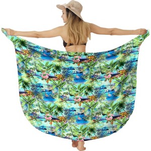 HAPPY BAY Women's Summer Bikini Wraps Beach Wrap Sarong Cover up Skirt Bathing suit Swimsuit for Swimwear Women One Size Blue, Tree - 1 of 4