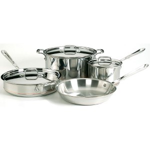 All-Clad Copper Core 5-Ply Stainless Steel Cookware Set 7 Piece Induction Oven Broiler Safe 600F Pots and Pans Silver - 1 of 4