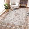 Washable Area Rug for Bedroom Vintage Low Pile Carpet Non-Slip Stain-Resistant No-Shedding Distressed Orange Dining Rugs - 2 of 4