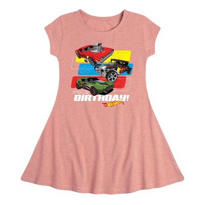 Girls' - Hot Wheels - Its My Birthday Fit & Flair Cap Sleeve Dress