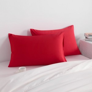 2 Pack Brushed Microfiber Pillowcases, Super Soft Pillowcases with Envelope Closure - NTBAY - 1 of 4