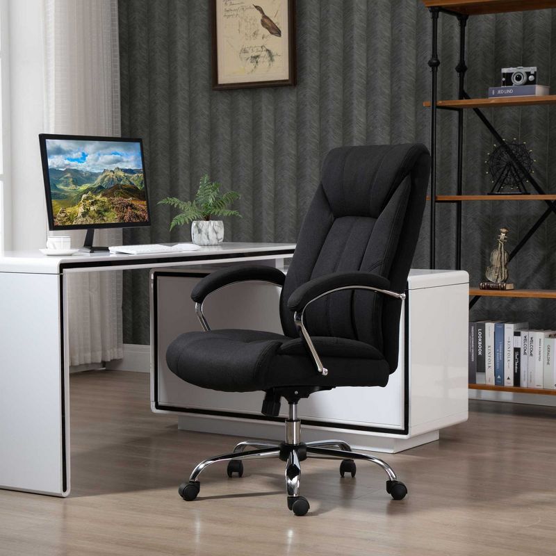 Vinsetto High Back Swivel Home Office Chair Task Ergonomic Linen Fabric Computer Chair with Arm Adjustable Height, 2 of 10