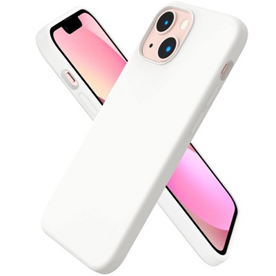 BONGEEK Compatible with iPhone 13 Mini Case, Slim Liquid Silicone 3 Layers Full Covered Soft Gel Rubber with Microfiber Case Cover 5.4 inch-White