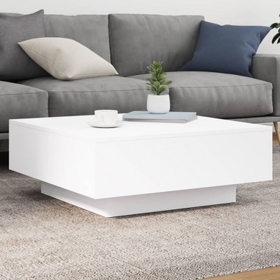 vidaXL Coffee Table with LED Lights White 31.5 in.x31.5 in.x12.2 in.