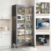 SKRAN 65" Kitchen Pantry Storage Cabinet, 6 Tier Display Storage Cabinet with Door, Adjustable Shelves & Wheels for Living Room and Dining Room - 4 of 4