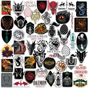 House of The Dragon Game of Thrones 50ct Vinyl Large Deluxe Stickers Variety Pack - 1 of 4