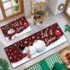 Christmas Snowman Kitchen Rugs, 17x30+17x47 Inches, Plaid Winter Mats, Washable Non - Slip Floor Decor - 4 of 4