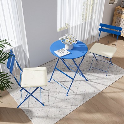 3 Pieces Patio Bistro Balcony Metail Chair Table Set