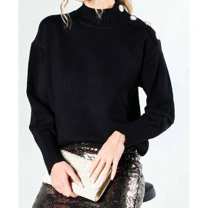Women's Mock Neck Long Sleeve Sweater - Vine & Love - 1 of 3