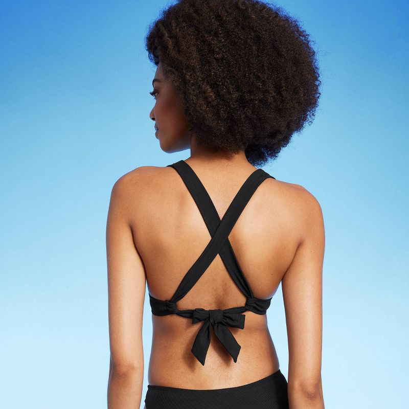 Women's X-Back Tall Triangle Bikini Top - Shade & Shore™ Black, 3 of 7