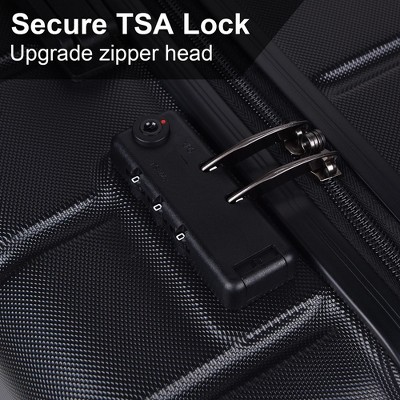 Black 3-Piece Hardshell Spinner Luggage Set with Built-In Lock