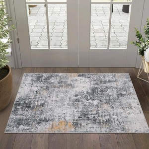 Abstract Runner Rug - Washable non-slip foldable carpet with low pile for high-traffic areas - 1 of 4