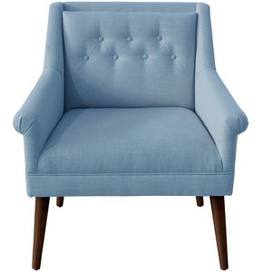 Hadley Button Tufted Chair Denim Linen - Cloth & Co., Blue Linen