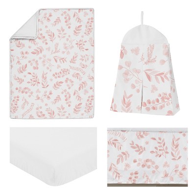 Blush Pink and White Floral Microfiber Toddler Comforter Set