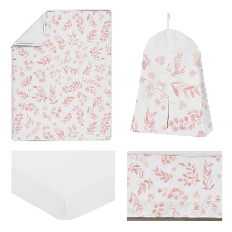 Sweet Jojo Designs Girl Baby Crib Bedding Set - Botanical Pink and White 4pc, 3 of 8