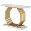 Gulches Modern Gold Console Table, Faux Marble, Geometric Metal Base, White & Gold, 40", Entryway/Sofa Table - 4 of 4