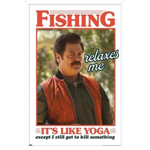 Trends International Parks and Recreation - Ron Swanson Fishing Framed Wall Poster Prints - 1 of 4