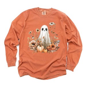 Simply Sage Market Women's Ghost Watercolor Long Sleeve Garment Dyed Tee - 1 of 4