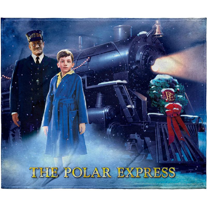The Polar Express Train Christmas Film Poster Silk Touch Throw Blanket Multicoloured, 1 of 4