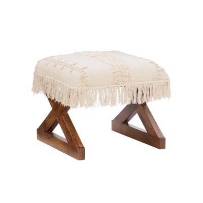 Colmar Tassel Ottoman Off White - Powell Company