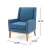 SKRAN Mid Century Modern Accent Chair, Wooden Chairs with Cushion for Living Room, Bedroom, Home or Office - Blue - 3 of 4
