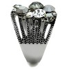 Slickblue Women’s Ring, Silver and Black, Geometric Black Diamond Synthetic Crystals, Textured Ribbed Band, Sizes 5-10 - 4 of 4