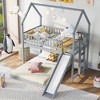 Okak Twin over Full Wood Bunk Bed with Built-in Ladder & Slide House Bed with Safety Full-Length Guardrail for Kids Teens, Easy Assemble, Gray - 3 of 4