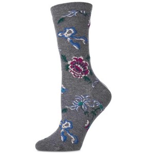Natori Woodland Women's Cotton Blend Crew Socks Med Gray Heather 9-11 - 1 of 2