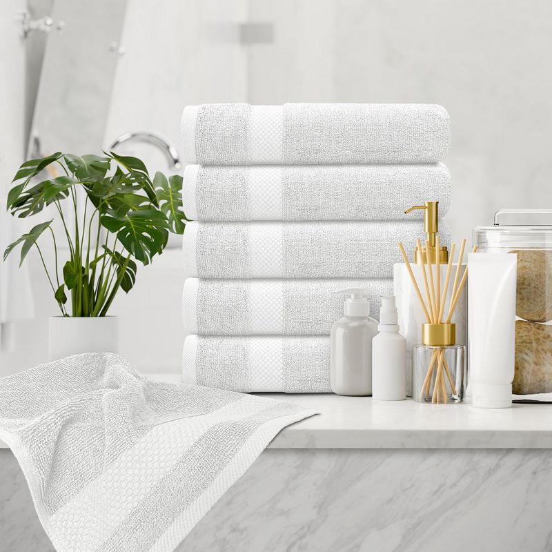 White Classic Luxury 100% Cotton Hand Towels Set of 6 - 16x30", 4 of 6