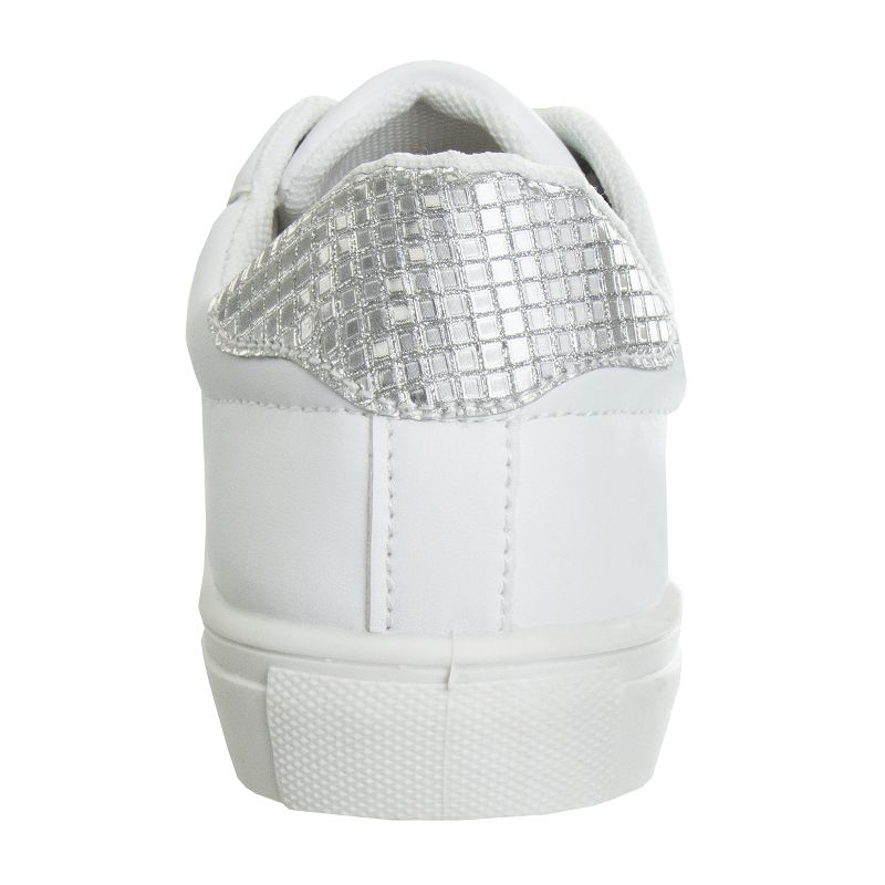 Kensie Girls White Casual Sneakers with Lace Up Closure and Glittery Accents  (Little Kid/Big Kid), 5 of 9