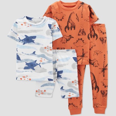 Baby Boys' 4pc Sharks/Dinosaurs Snug Fit Pajama Set - Just One You® made by carter's Blue/Orange 9M