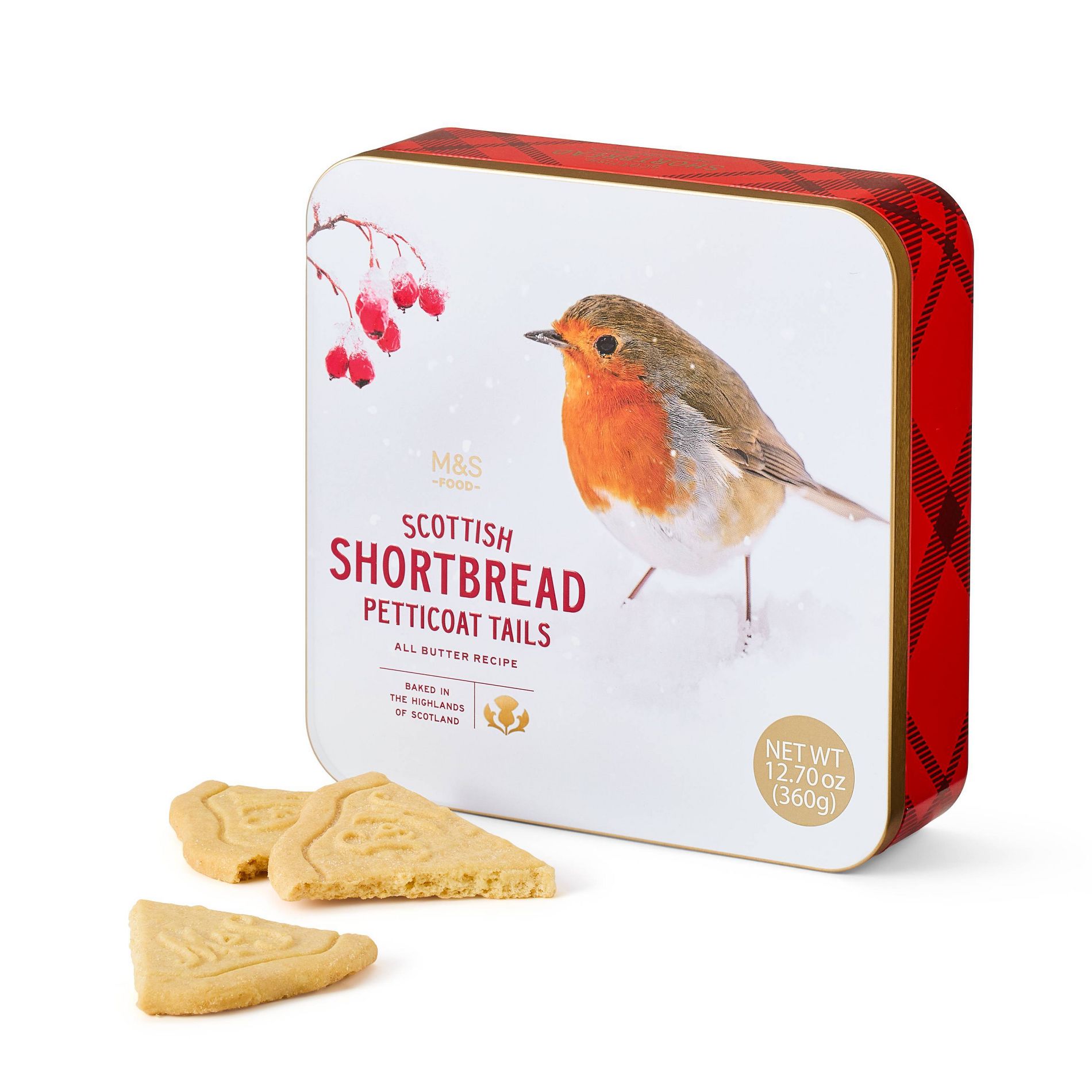 M&S Shortbread Robin Petticoat Christmas Cookies Tin - 12.70oz