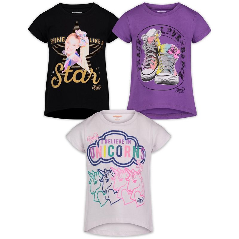JoJo Siwa Jojo Siwa Unicorn Girls 3 Pack T-Shirts Little Kid to Big Kid , 1 of 6