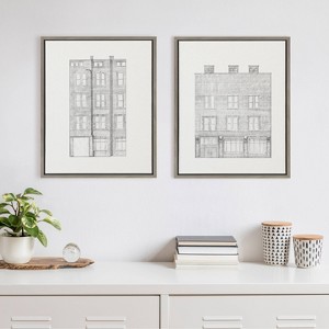 (Set of 2) 18" x 24" Sylvie Brick Building Fade 1 and 4 Canvas by Vio: Urban Wall Decor - Kate & Laurel - 1 of 4