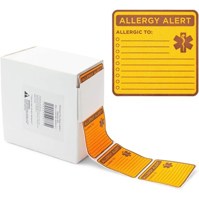 Stockroom Plus 1000 Pack Allergy Labels with Sticker Roll Dispenser for Hospital (2 x 2 in)