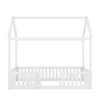 CAVINAS Twin Size Bed Frame, Wood House Bed with Fence and Door for Children, Floor Platform Bed - 4 of 4
