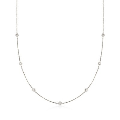 Ross-Simons 0.20 ct. t.w. Diamond Station Necklace in 14kt White Gold