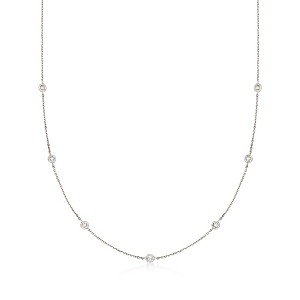 Ross-Simons 0.20 ct. t.w. Diamond Station Necklace in 14kt White Gold - 1 of 4