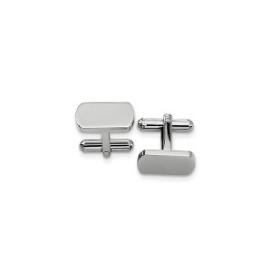 Black Bow Jewelry Men's Stainless Steel Polished Rectangular Cuff Links, 8 x 18mm - 1 of 3