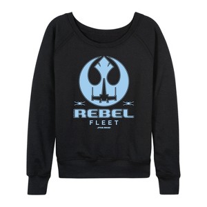 Women's - Star Wars - Rebel Fleet Flight Patch Lightweight French Terry Wide Neck Long Sleeve Shirt - 1 of 4