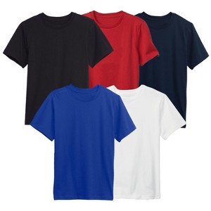 Action Thread Boy's Short Sleeve Crew Neck Premium Soft Cotton Blend T Shirt -5 Pack - 1 of 3