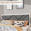 White Platform Bed Frame with Upholstered Headboard, Wooden Slats Support, Noise Free & No Box Spring Needed - 4 of 4