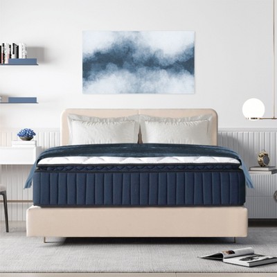 NicBex 14 Inch Hybrid Memory Foam Mattress for a Cool Sleep,Fiberglass Free,Plush Feel Mattresses,White+Blue
