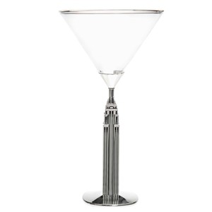 Godinger Silve 8 fl oz Empire State Building Martini Glass: Stainless Steel & Crystal, Hand Wash, Silver & Clear Drinkware - 1 of 2